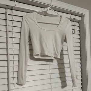 Long sleeve t-shirt, cropped, white, small